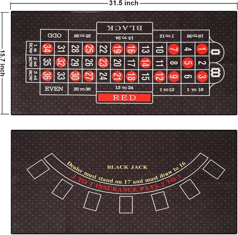 11 inch Solid Roulette Wheel Set for Adults, with 47.2 x 22.8 Inch Double Sided Table Layout Felt Mat, 100 ABS Chips, and Dealer Button Playing Cards Casino Game Sets in Saudi Arabia