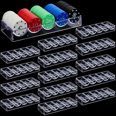 15 Pieces Poker Chip Trays Acrylic Poker Chip Rack Poker Chip Holder Poker Chip Cases for Casino Game in Saudi Arabia
