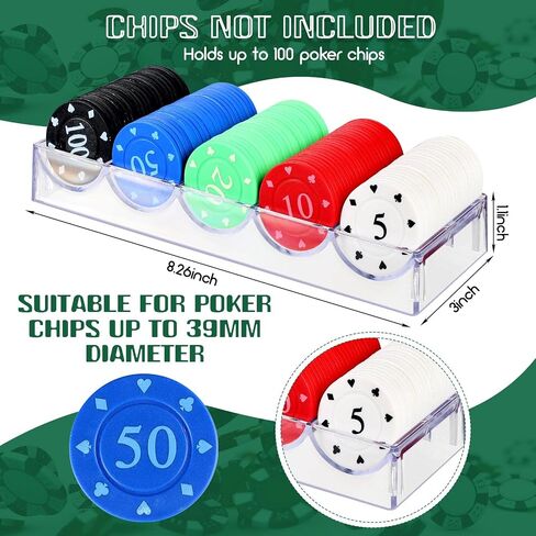 15 Pieces Poker Chip Trays Acrylic Poker Chip Rack Poker Chip Holder Poker Chip Cases for Casino Game in Saudi Arabia