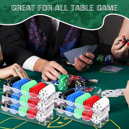 15 Pieces Poker Chip Trays Acrylic Poker Chip Rack Poker Chip Holder Poker Chip Cases for Casino Game in Saudi Arabia
