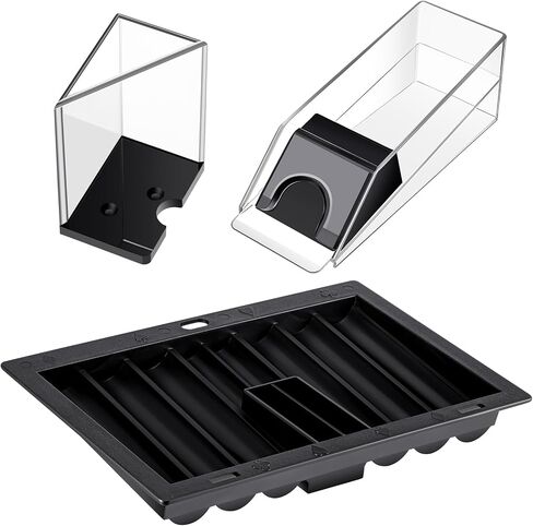 Honoson Plastic Poker Chip Tray Black Poker Dealer Chip Tray with 6 Deck Blackjack Shoe and Discard Tray Card Shoe Black Jack Table Set for Party Accessories in Saudi Arabia