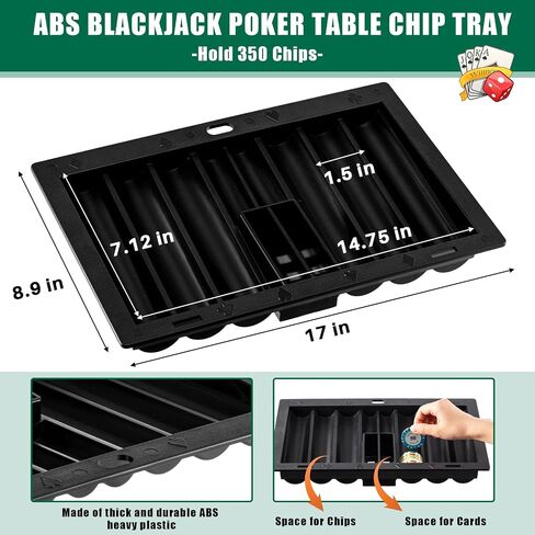 Honoson Plastic Poker Chip Tray Black Poker Dealer Chip Tray with 6 Deck Blackjack Shoe and Discard Tray Card Shoe Black Jack Table Set for Party Accessories in Saudi Arabia