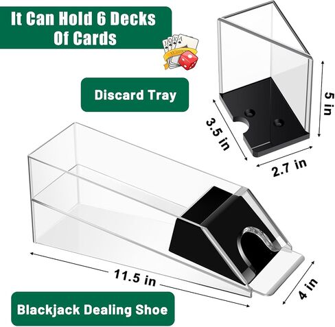 Honoson Plastic Poker Chip Tray Black Poker Dealer Chip Tray with 6 Deck Blackjack Shoe and Discard Tray Card Shoe Black Jack Table Set for Party Accessories in Saudi Arabia