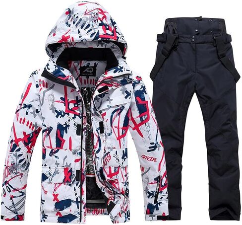 بدلة ثلج شتوية للرجال من WOWULOVELY مقاومة للماء وسترة جبلية مقاومة للرياح وبنطلون بدلة تزلج معزولة للتزلج على الجليد in Kuwait