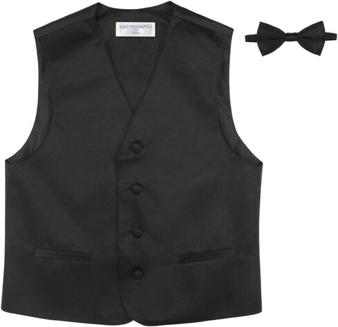 BOY'S Dress Vest & BOW Tie Solid BLACK Color BowTie Set in Saudi Arabia