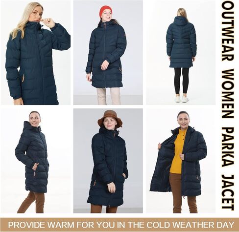 سترة نسائية منتفخة من ALPHA CAMP معطف شتوي مقاوم للماء ومقاوم للرياح وأكمام طويلة وسترة مبطنة من القطن in Saudi Arabia