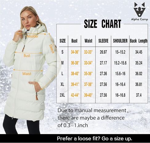 سترة نسائية منتفخة من ALPHA CAMP معطف شتوي مقاوم للماء ومقاوم للرياح وأكمام طويلة وسترة مبطنة من القطن in Kuwait