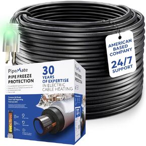 PipeMate Self Regulating Heat Cable for Pipe Freeze Protection, 120V, 5Watts/Ft, Electric Heating Cable for Water Pipes, 6 Ft Heat Tape