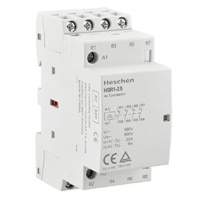 Household AC Contactor, HSR1-25, Ie 25A, 4 Pole, Four Normally Closed, AC/DC 24V Coil Voltage, 35mm DIN Rail Mount