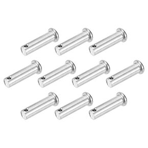 uxcell 10Pcs 10mmx35mm Single Hole Clevis Pins, 304 Stainless Steel Flat Head Single Hole Clevis Pins for Mechanics Repair, Furniture Installation, Industrial Equipment, DIY (Silver)