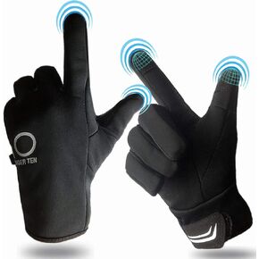 FINGER TEN Winter Gloves Men Women Touchscreen Waterproof, Running Cycling Liner Fleece Pair