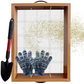 Ultra-Efficient Stainless Steel Soil Sifter with Handle, Large Capacity Premium Wooden Screen for Sand, Rocks, and Compost, 20"x14.17" Fits Most Size Garden Yard Wheelbarrow Carts
