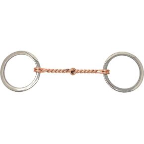 Horse Stainless Steel 4.5" Twisted Copper Snaffle Mouth Bit 3" Loose Ring Tack 3515A