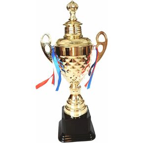 Large Metal Gold Trophy Cup for Competitions, Gold-Tone Plated Award Winning Trophy Cup, Golden Winner Award Trophies Cup for Sports Championships, Tournaments, Recognition, Achievement, Party Favors