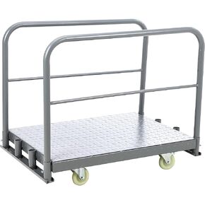 2in1 Steel Panel Truck Cart with Brake Wheel, Flatbed Cart Heavy Duty Drywall Cart Lumber Cart, Platform Trucks with 2000 lbs Capacity and Swivel Casters, Push Cart with 1Front and 2 Side H