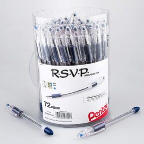 Pentel RSVP Ballpoint Pen, (0.7mm) Fine Line, Black Ink, 72pk Canister (BK90PC72A)
