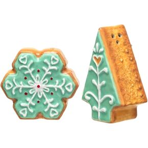 The Bridge Collection Frosted Sugar Cookies Christmas Salt and Pepper Shaker Set - 2 Piece Set of Iced Snowflake & Christmas Tree Cokie Salt & Pepper Shakers