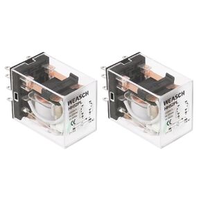 2Pcs Electromagnetic Power Relay, HH52PL, DPDT, 8 Pins, DC 12V Coil, with LED Indicator Light (2)