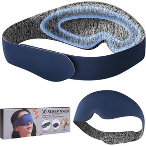 3D Sleeping Eye Mask Eye Covers Memory Foam Sleep Masks Airplane Light Blocking Blackout Blindfold Night Eye Mask for Sleeping Side Sleeper (Blue)