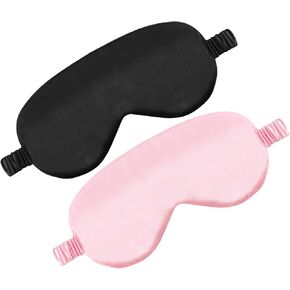 2 Pcs Soft Blindfold Eye Cover Silk Sleep Mask with Adjustable Strap Satin Blackout Eye Mask Deep Rest Eye Sleeping Shade Cover for Women Men Team Building Games Party Night Travel Nap