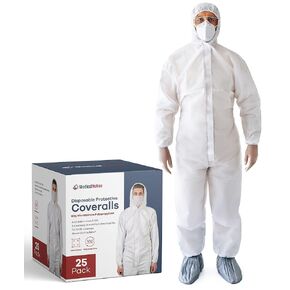 Hazmat Suits Disposable | 1 Pack - Size 2X-Large | 8 Size Options - Protective Coveralls with Hood and Boots | Heavy Duty Painters Suit for Men & Women - Breathable & Water Resistant