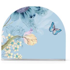 susiyo Watercolor Flower Butterfly Blue Napkin Holders – Acrylic Tabletop Freestanding Paper Napkin Storage Dispenser for Kitchen Dining Table Bar Hotel Restaurant (4.1x4.9x1.97in)