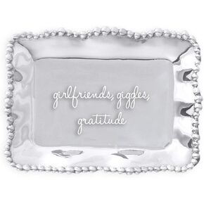 Beatriz Ball Giftables Organic Pearl Rect Engraved Tray- Girlfriends, Giggles, Gratitude