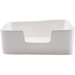 Vietri Melamine Lastra White Dinner Napkin Holder, 9.5" Shatterproof Paper Towel Tray/Tissue Basket