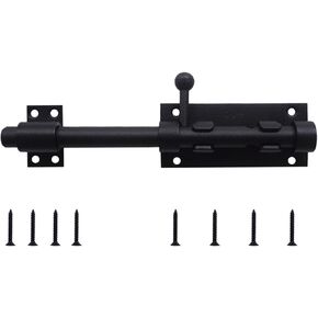 10Inch Slide Bolt Latch Black, Heavy Duty Barrel Bolt Latch with Padlock Hole, 304 Stainless Steel Sliding Bolt Gate Latch, Thickened Door Lock Hardware for Fence/Barn/Shed