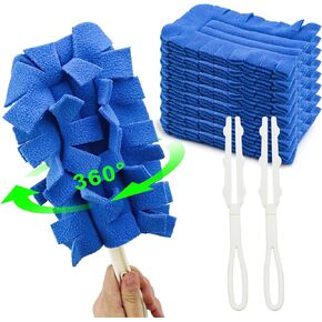 8 Packs 360°Fleece Duster Refills with 2 Handles, Wet and Dry Dual Use Reusable Dusters for Cleaning, Duster Refills for Cleaning Furniture, Blinds, Ceiling Fans and Car (Blue) in Kuwait