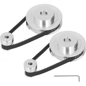 2 Pack Synchronous Wheel - 20T 60T Elastic Closed Timing Belt, GT2 Aluminum Alloy Timing Pulley, 200mm Length, 6mm Width(20t 5mm(0.2in) Plus 60t 8mm(0.31in))