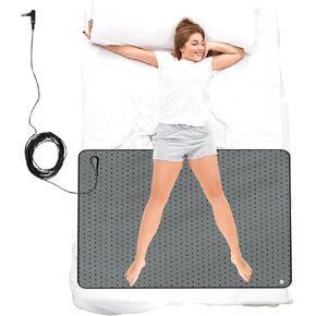 Grounding Mat Grey for Sleeping, Grounding Sheet with Adjustable Buckles for Bed for Pain Relief for Wellness, Grounding Mat for Health, Health Gift for Families (27IN 59IN with Pen)