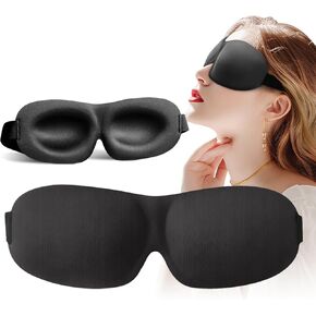 Blackout Sleep Mask for Men Women，Pressure Relief 3D Contoured Cup Eye Cover for Sleeping，Ultra Soft & Breathable Block Out Light Blindfold with Adjustable Strap for Travel Nap Yoga