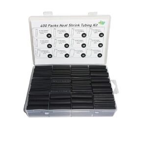 Heat Shrink Tubing Kit - 3:1 Dual Wall Adhesive Lined - Waterproof & Flame Retardant - Automotive & Electrical Insulation - Black - 400 PCS