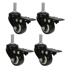 MroMax 1.5 Inch Stem Casters, PU Casters Without Brake, Each Capacity 88Lbs Heavy Duty Swivel Caster with M10 x 15mm Threaded Stem for Shopping Carts, Trolley and Workbench(Pack of 4)