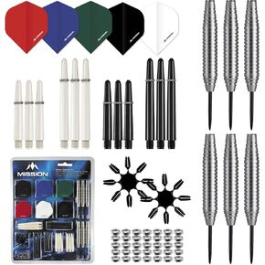Mission Darts BX132 | 90 Piece Steel Tip Darts Set Accessory Kit Including 24g Brass Barrels, 100 Micron Flights, Nylon Stems and Protectors