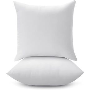 LANE LINEN 18 x 18 Throw Pillow Insert - Pack of 2 White, Down Alternative Pillow Inserts for Decorative Pillow Covers, Throw Pillows for Bed, Couch Pillows for Living Room
