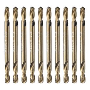 HARFINGTON 10Pcs Cobalt Drill Bits Double Ended 5mm/0.196" M35 High Speed Steel Twist Drill Bit Stubby Body for Hardened Steel Wood Plastic Cast Iron