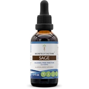 Secrets of the Tribe Sage Alcohol-Free Liquid Extract, Sage (Salvia officinalis) Dried Leaf (4 FL OZ)