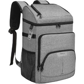 MOSISO Cooler Backpack, 40 Cans Large Capacity Leakproof Insulated Soft Backpack Cooler, Portable Lightweight Beach Cooler Bag for Men Women, Waterproof Lunch Backpack for Picnics Camping Hiking, Gray