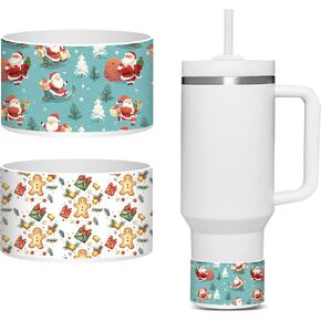 2PCS Christmas Silicone Boot for Stanley H2.0 40 30 20 oz & IceFlow Flip 30 oz, Protector Sleeve Cover Boots for Owala FreeSip 24oz, No Scratche Bottom Protector Accessories (Snowman, Santa)