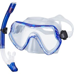 SixYard Dry Snorkel Set for Women and Men, Anti-Fog Tempered Glass Scuba Diving Mask, Panoramic Wide View Swimming Goggle, Easy Breathing and Professional Snorkeling Gear for Adults