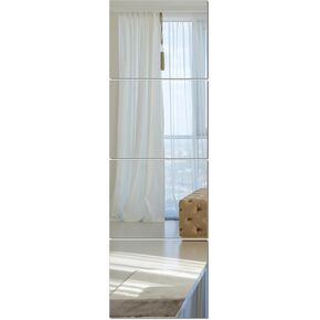 Ruomeng Full Length Wall Mirror Tiles, Gym Mirrors 12" x 15" x 4Pcs Square Wall Mounted Mirror, Frameless Mirror Tiles for Home Gym, Bedroom, Door