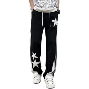 jupkem Y2k Sweatpants Men Star Hip Hop Pants Baggy Sweatpants Wide Leg Straight Track Pants Aesthetic Graphic Streetwear