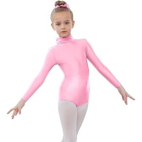 Kids Girls Turtleneck Long Sleeve Leotard Gymnastics Ballet Dancewear for Child