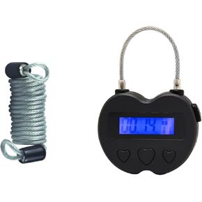 قفل مركب، قفل مؤقت معدني، قفل مؤقت USB قابل لإعادة الشحن مع حبل زنبركي بطول 1 متر، 99 ساعة كحد أقصى للانضباط الذاتي وقفل مؤقت مضاد للإدمان (أسود)