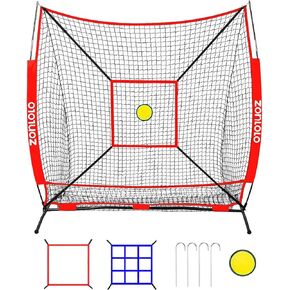 6 x 6 FT Baseball Net with 3 Diffferent Targets, Portable Batting/Hitting/Pitching/Throwing Practice Net for Kids,Compact Package with Small Carrying Bag