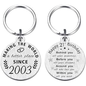 21st Birthday Gifts for Women Men, 21 Year Old Birthday Keychain, Born in 2002 Gifts, 2002 Birthday Decorations