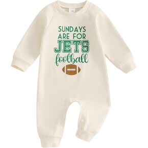 Infant Boys Girls Football Fans Clothes Jets Football Print Long Sleeve Romper Jumpsuit Newborn Fall Sport Outfit