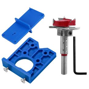 Mesee Hinge Jig Drill Bits Set 35mm Forstner Bit with Door Hinge Hole Jig Template Concealed Hinge Hole Drill Guide Locator Woodworking Cabinet Hinge Boring Jig Hole Cutter Positioner Tool Kit